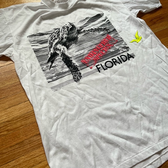 Vintage Flordia Sea Turtle T-Shirt / Pocket / XL / Single Stitch / 90s - Picture 6 of 7